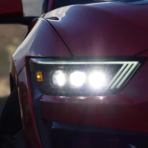 15-17 Ford Mustang/18-20 Mustang Shelby GT350/GT500 NOVA-Series LED Projector Headlights Black/ Alpha Black