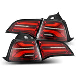 20-22 Tesla Model Y (With Stock Amber Turn Signal) PRO-Series LED Tail Lights Jet Black/  Red Smoke